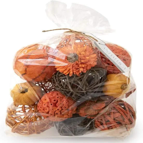 Orange Decorative Vase Filler Bag with Mini Pumpkins, Orbs, Balls & Flowers Bowl Filler Decor (Pumpkin Orange) {1}