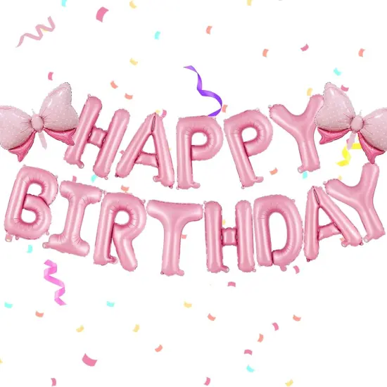 16 Inch Pink Happy Birthday Balloons Letters Banner - Pink {1}