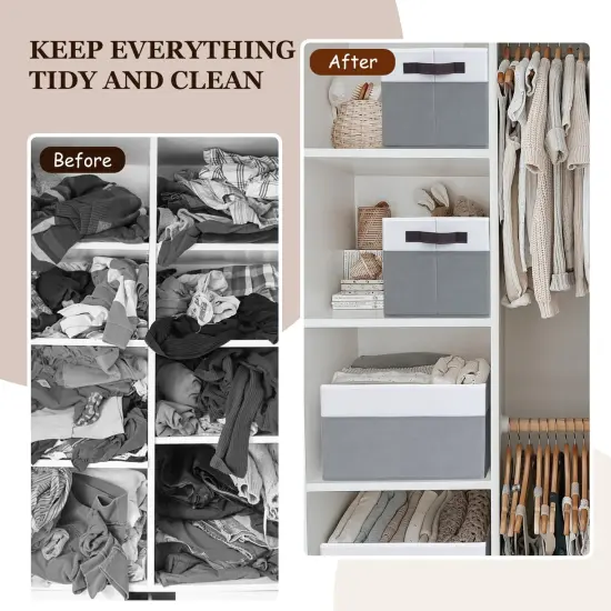 4 Pack Large Storage Baskets for Shelves | Fabric Closet Organizers and Storage Bins with Handles Home Organization | Decorative Collapsible Baskets for Organizing Clothes Toy Nursery 14"x10" {4}