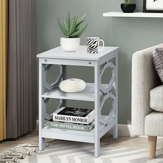 Costway 3-tier Nightstand Sofa Side End Accent Table Storage Display Shelf White\Black\Espresso\Grey {5}