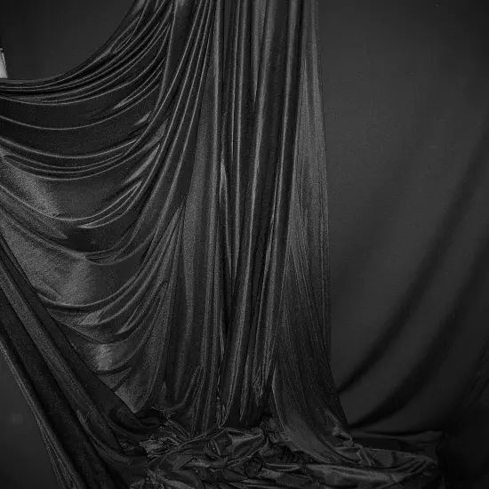 1 Yard Low Stretch Black Polyester Fabric For Featuring a Smooth Finish 108-120 Inch Wide {2}