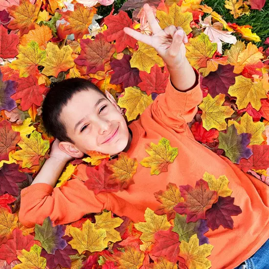 450 Pcs Artificial Fall Leaves Table Decoration(9 Colors) {3}