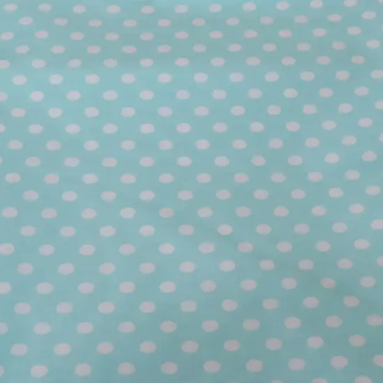 Aqua with White Dots cotton fabric by the yard {1}