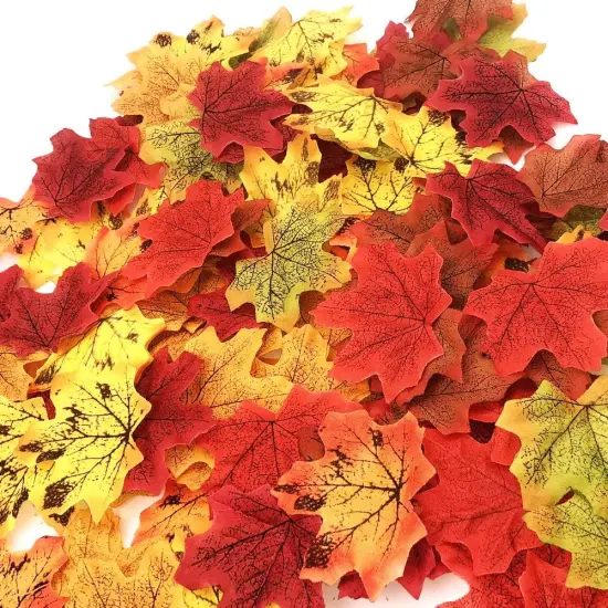 200 Pcs Fall Artificial Maple Leaves {2}