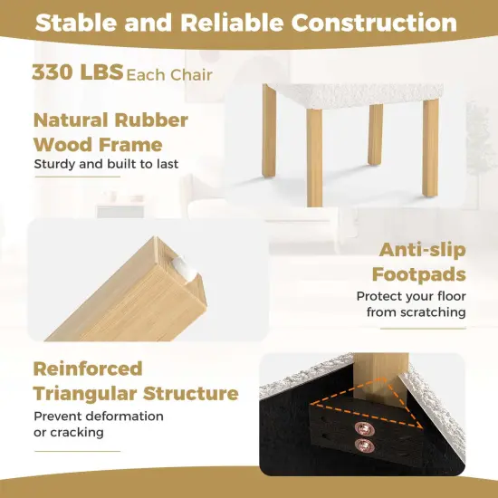 Costway Wooden Dining Chair Set of 2/4 Faux Sherpa Upholstered Kitchen Dining Room Chairs {6}