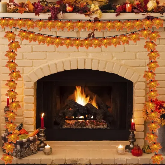 Fall Decor Maple Leaf String Lights,13.5ft 35 LED {2}