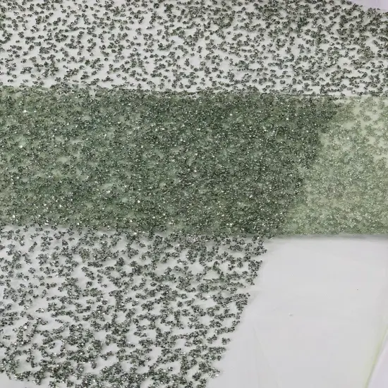 1 Yard Glitter Rhinestone Mesh Fabric Sparkly Sheer Material for Costumes, Gowns & Decor Sage Green {1}