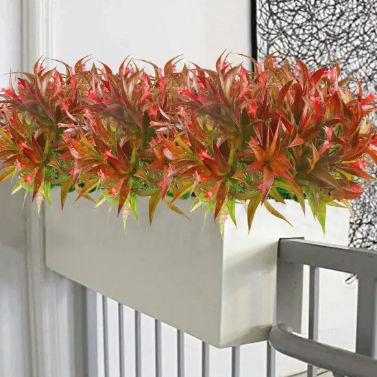 8 Artificial Fall Fake Monkey Grass with Flowers - Red {3}