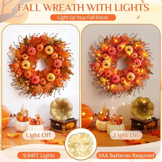 Pumpkins Maple Leaves Fall Wreaths {3}
