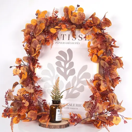 Fall Eucalyptus Garlands Boston Fern Vines 2Pcs 5.74FT {2}