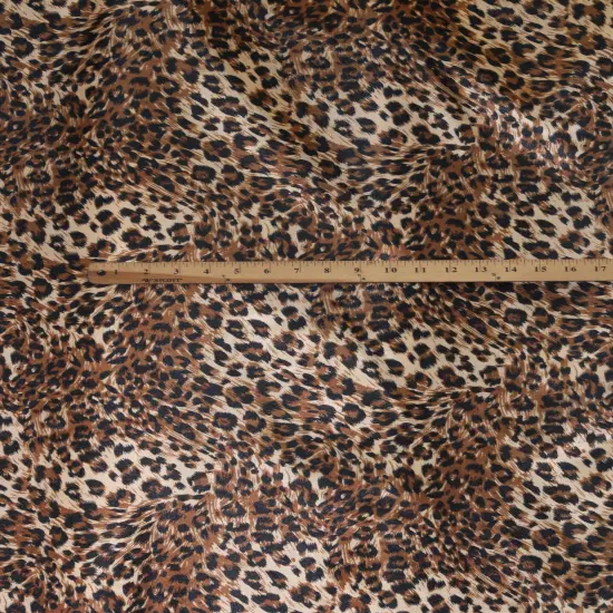 1 Yard Cheetah Print Satin Fabric Brown Small Pattern Lightweight Shiny Polyester 59/60 Inch Width {2}