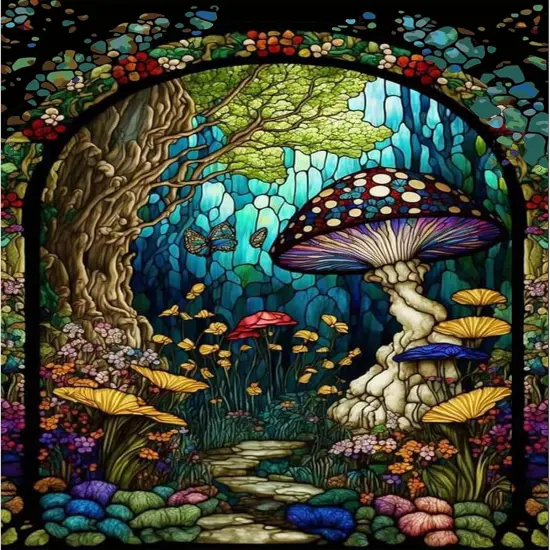 Mushroom Paint by Numbers for Adults - Stained Glass {1}