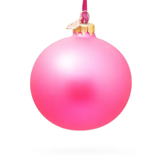 Set of 6 Solid Pink Glass Ball Christmas Ornaments 3.25 Inches {3}