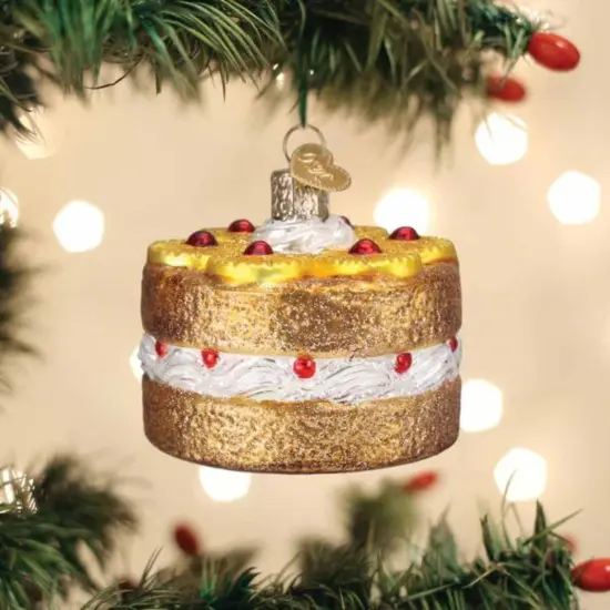 Old World Christmas 2.5 Inch Pineapple Upside Down Cake Tree Ornament , Food Dessert Cherries Beige {3}