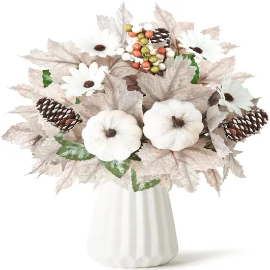 2PCS Fall Artificial Flowers Decoration - White {1}