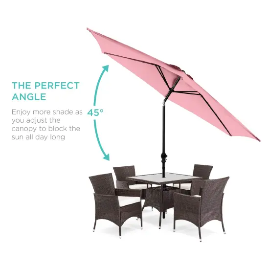 Best Choice Products 10ft Outdoor Steel Market Patio Umbrella w/ Crank, Tilt Push Button, 6 Ribs Carnation {2}