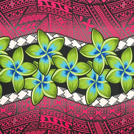 Plumeria Zig Zag Middle Border Polyester Sarong 70" L x 44 1/2" W Pink {1}