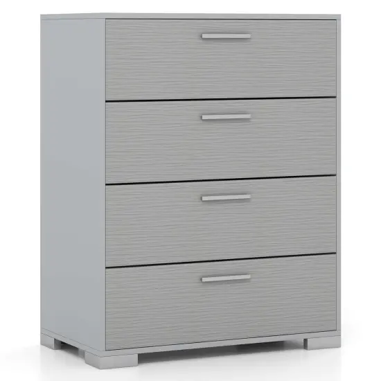 Costway 4 Drawer Storage Cabinet with Metal Legs & Handles Anti-Toppling Devices Gray/White {7}