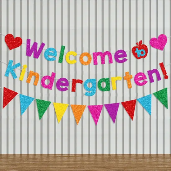 Glittery Welcome to Kindergarten Banner {1}