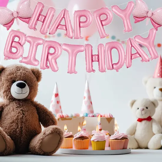 16 Inch Pink Happy Birthday Balloons Letters Banner - Pink {2}