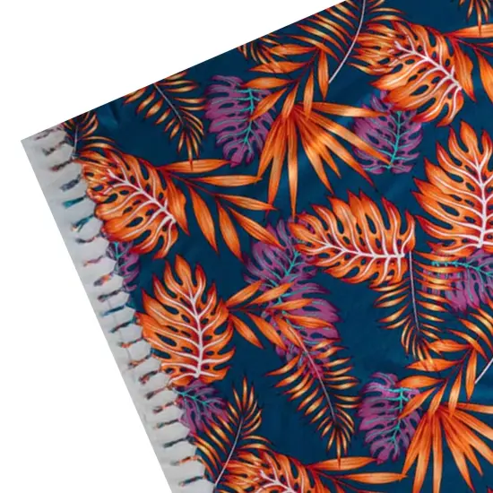 72" L x 45" W All Over Split Leaves Rayon Sarong with Fringes Lime {6}