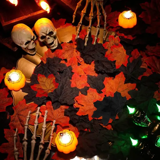 500 Pcs Artificial Fall Maple Leaves -Orange {3}