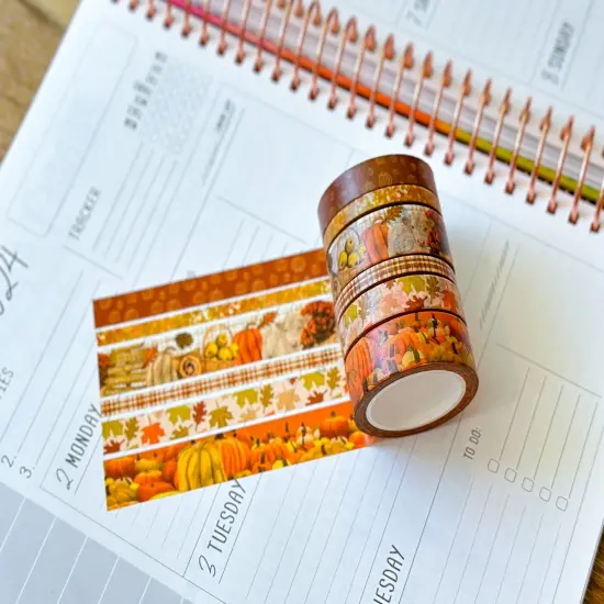 Fall Farm Leaves Pumpkins Foliage Washi Tape Set September 2024 - W115 {5}