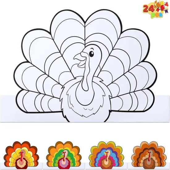 24 Pcs Thanksgiving Coloring Headbands {1}