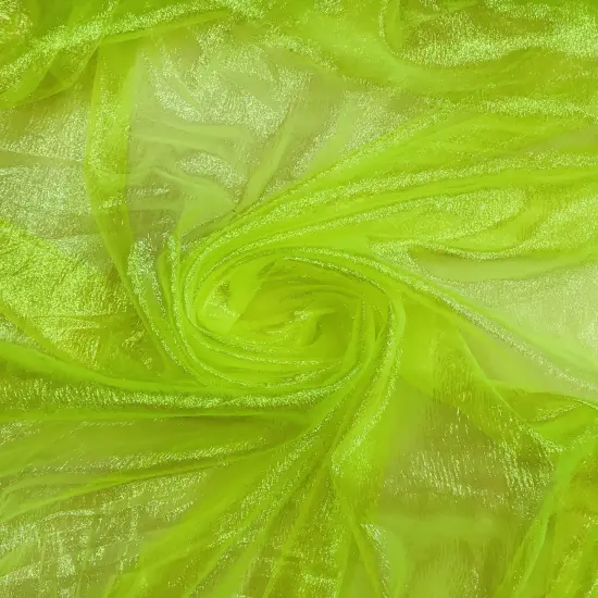 1 Yard Neon Yellow Iridescent Organza Sheer, Lightweight Shimmer Fabric for Fashion, Crafts & Decorative Accents 45 Inch Wide {2}