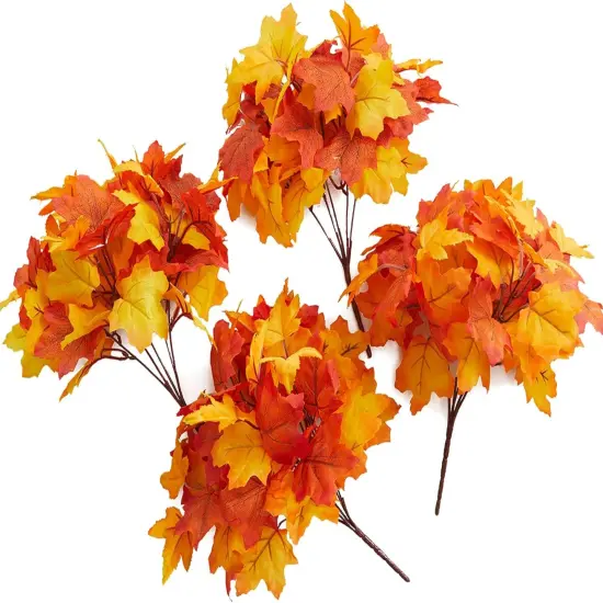 4PCS Fall Decor Maple Leaves Stems Artificial {1}