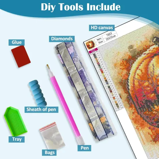 13.8x13.8 Inch - Pumpkin Leaf Tree Diamond Painting Kits for Adults {5}