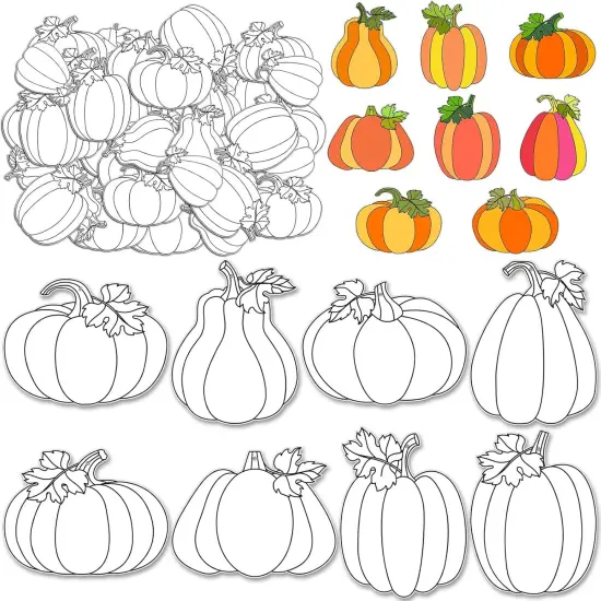 80 Pcs Color Your Own Fall Pumpkin Kit for Kids {1}