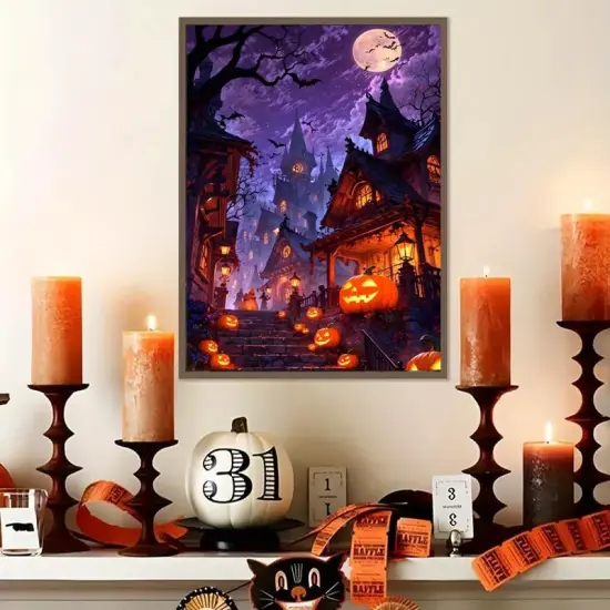 Halloween Pumpkin 5D Diamond Art Painting Kits for Adults,12x16inch {3}