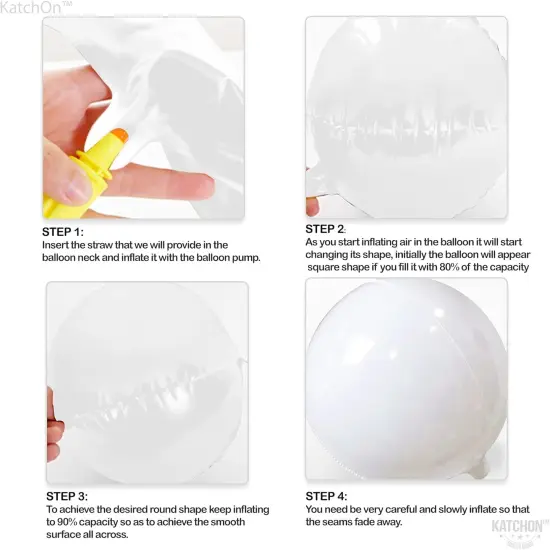Pack of 6 - Round White Foil Balloons - 22 Inch,4D Mylar White Balloons {3}