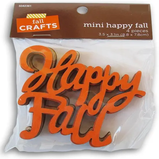 4 Pieces -Happy Fall Painted Wood Cutout Shapes {2}