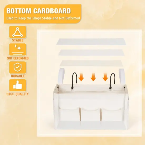 Bedside Caddy Bedside Organizer Bedside Storage Caddy with Fixed Straps and Water Bottle Holder for Home College Dorm Bunk Bed Hospital Bed Crib Bed Rails (White) {2}