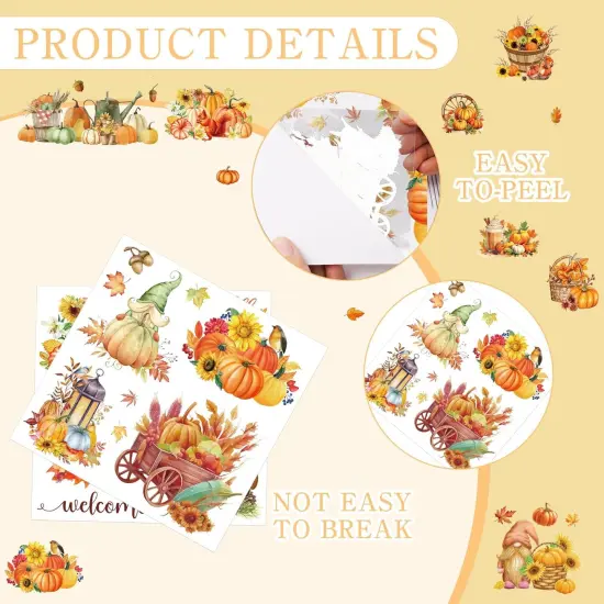 12 Pcs Pumpkin Harvest Rub on Transfer Decals {2}