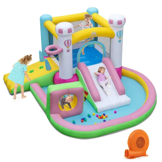 Costway Inflatable Bounce House with Slide Jumping Area Obstacle Ball Pit without/with 480W/with 502W Blower {9}