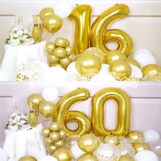40 Inch Big Gold 6 Balloon Number Large Foil Helium Number Balloons - Gold Numbers {4}