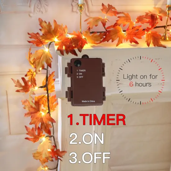 6FT Fall Garland with 24 LED Lights {3}