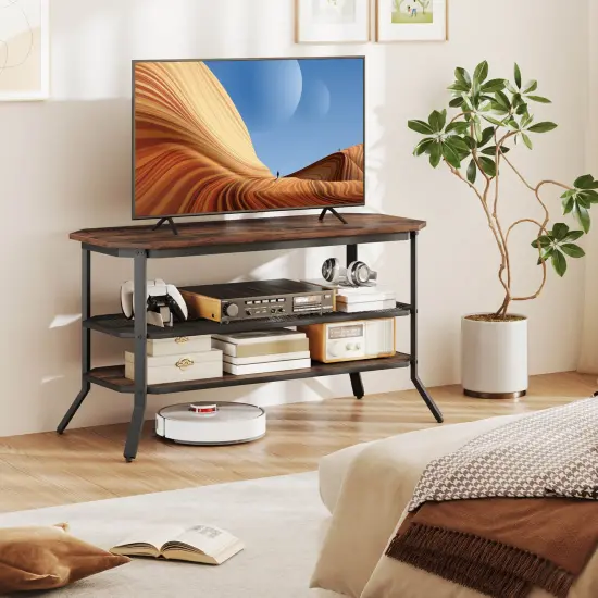 Costway TV Stand for 46" TVs with 2 Storage Shelves Tapered Metal Legs for Living Room {5}