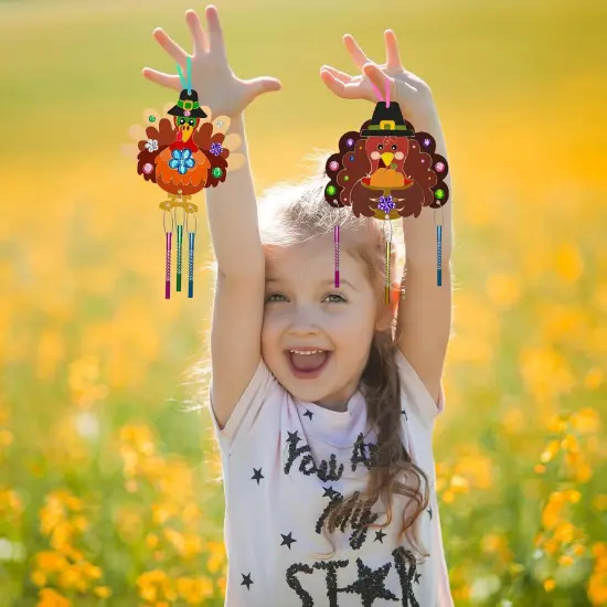 16 Pack Thanksgiving Party Favors,Fall Turkey Wind Chime Craft Kit {5}