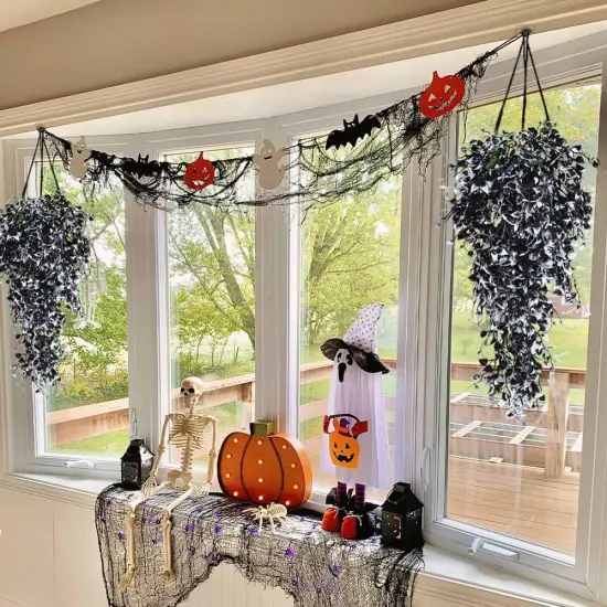 Artificial Hanging Plants 4PCS Black White {2}