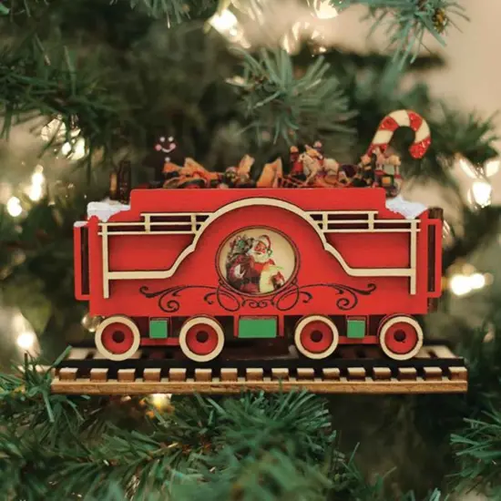 Ginger Cottages 2.75 In Santa's Np Express Tender Tree Ornament , Norht Pole Train Red {3}