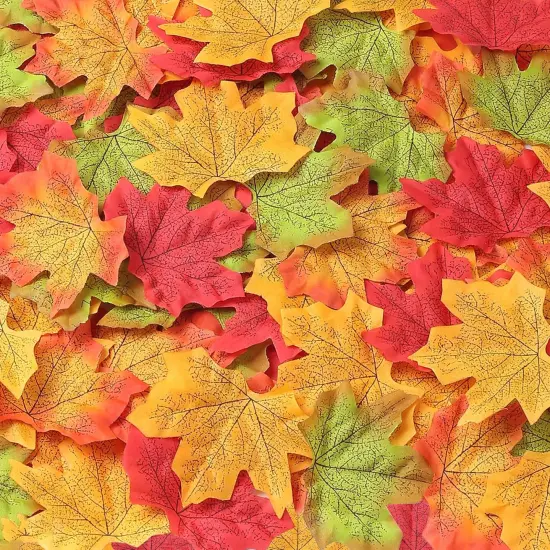 400PC Fake Fall Leaves Autumn Fall Decor Maple Leaf,4 Colors {2}