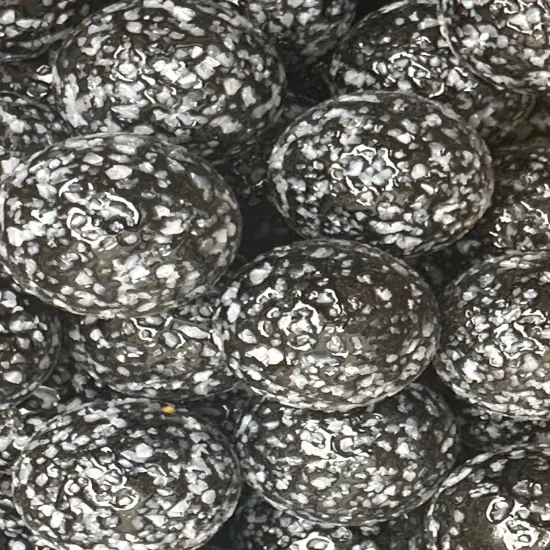 PORCUPINE Black/White Confetti Glass Marbles 25mm (1 inch) SHOOTER Taw Lot {2}