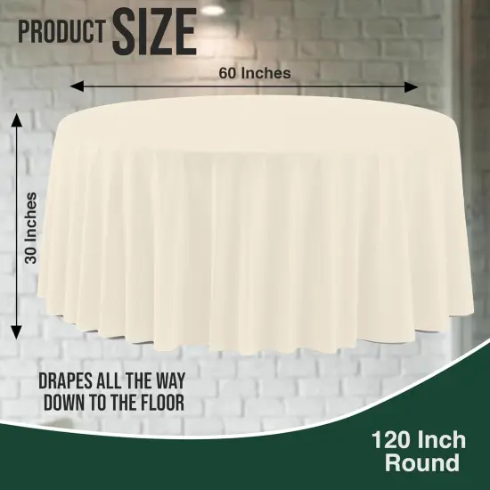 Bulk Pack Plastic Table Cloth - 120 Inch Round Disposable Tablecloth for Parties - Round Tablecloth - Disposable Table Cloths for Parties-Exquisite Party Solids {2}