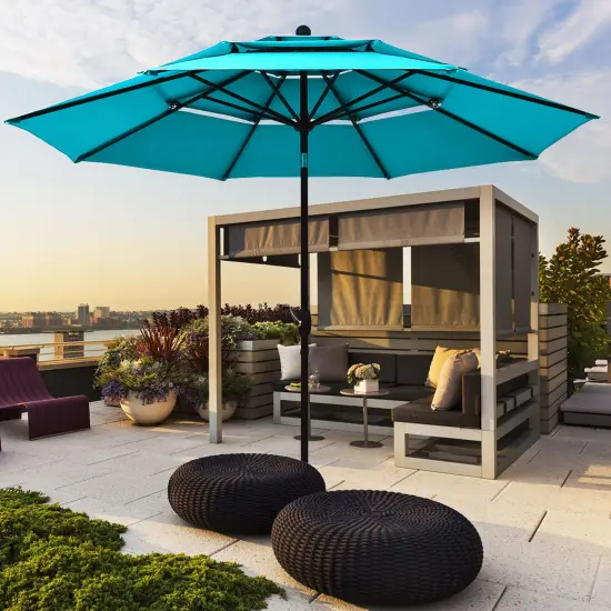 Costway 10ft 3 Tier Patio Market Umbrella Aluminum Sunshade Shelter Double Vented {1}