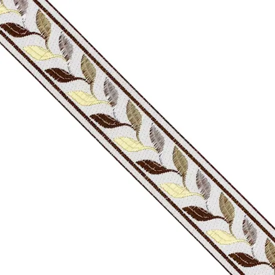 Designer&rsquo;s Shop JR 769 Autumn Leaf Vine Jacquard Trim &ndash; 1-7/16&rdquo; x 5 Yards &ndash; Earth Tone Woven Border {1}