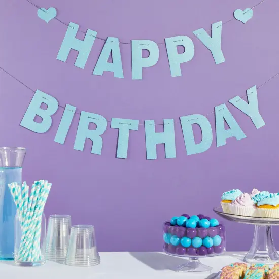 126 Pack Blue Glitter Letters, Custom Banner Kit with Letters A-Z, Numbers 0-9, Hearts, Stars, and 3 Strings {2}